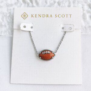 Kendra Scott Football Silver Orange Goldstone Short Pendant Necklace 🎉